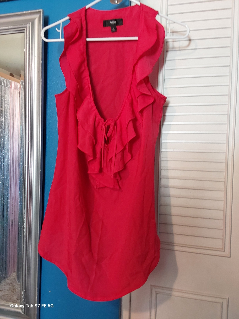 Mossimo Supply Co. Bright Pink Ruffle Tie-Front Sleeveless Blouse